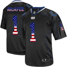 Men's Nike Indianapolis Colts #1 Pat McAfee Elite Black USA Flag Fashion NFL Jersey