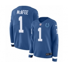 Women's Nike Indianapolis Colts #1 Pat McAfee Limited Blue Therma Long Sleeve NFL Jersey