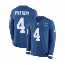 Youth Nike Indianapolis Colts #4 Adam Vinatieri Limited Blue Therma Long Sleeve NFL Jersey