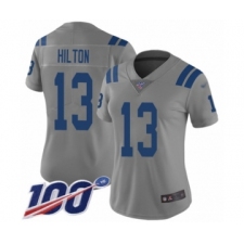 Women's Indianapolis Colts #13 T.Y. Hilton Limited Gray Inverted Legend 100th Season Football Jersey