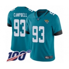 Men's Jacksonville Jaguars #93 Calais Campbell Teal Green Alternate Vapor Untouchable Limited Player 100th Season Football Jersey