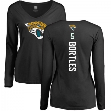 NFL Women's Nike Jacksonville Jaguars #5 Blake Bortles Black Backer Slim Fit Long Sleeve T-Shirt