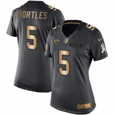 Women's Nike Jacksonville Jaguars #5 Blake Bortles Limited Black/Gold Salute to Service NFL Jersey