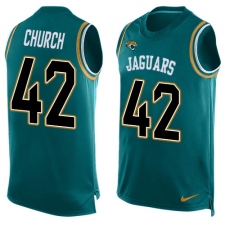 Men's Nike Jacksonville Jaguars #42 Barry Church Limited Teal Green Player Name & Number Tank Top NFL Jersey