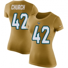 NFL Women's Nike Jacksonville Jaguars #42 Barry Church Gold Rush Pride Name & Number T-Shirt