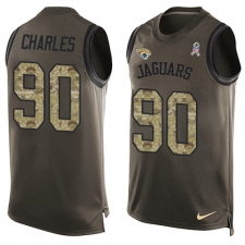 Men's Nike Jacksonville Jaguars #90 Stefan Charles Limited Green Salute to Service Tank Top NFL Jersey