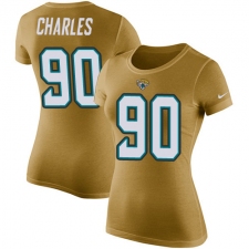 NFL Women's Nike Jacksonville Jaguars #90 Stefan Charles Gold Rush Pride Name & Number T-Shirt