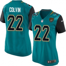 Women's Nike Jacksonville Jaguars #22 Aaron Colvin Game Teal Green Team Color NFL Jersey