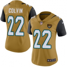 Women's Nike Jacksonville Jaguars #22 Aaron Colvin Limited Gold Rush Vapor Untouchable NFL Jersey
