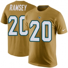NFL Men's Nike Jacksonville Jaguars #20 Jalen Ramsey Gold Rush Pride Name & Number T-Shirt