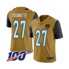 Men's Jacksonville Jaguars #27 Leonard Fournette Limited Gold Rush Vapor Untouchable 100th Season Football Jersey
