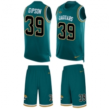 Men's Nike Jacksonville Jaguars #39 Tashaun Gipson Limited Teal Green Tank Top Suit NFL Jersey