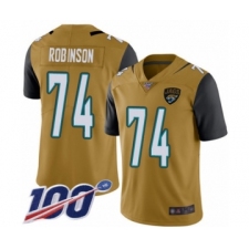 Men's Jacksonville Jaguars #74 Cam Robinson Limited Gold Rush Vapor Untouchable 100th Season Football Jersey