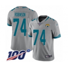 Men's Jacksonville Jaguars #74 Cam Robinson Silver Inverted Legend Limited 100th Season Football Jersey