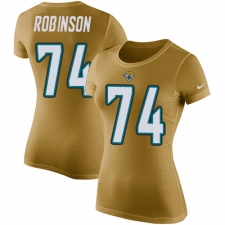 NFL Women's Nike Jacksonville Jaguars #74 Cam Robinson Gold Rush Pride Name & Number T-Shirt