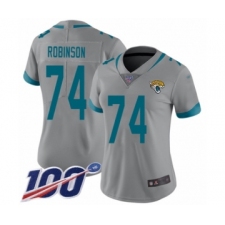 Women's Jacksonville Jaguars #74 Cam Robinson Silver Inverted Legend Limited 100th Season Football Jersey