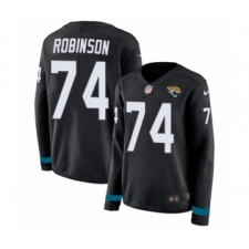 Women's Nike Jacksonville Jaguars #74 Cam Robinson Limited Black Therma Long Sleeve NFL Jersey
