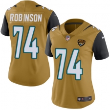 Women's Nike Jacksonville Jaguars #75 Cam Robinson Limited Gold Rush Vapor Untouchable NFL Jersey
