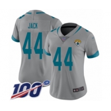 Women's Jacksonville Jaguars #44 Myles Jack Silver Inverted Legend Limited 100th Season Football Jersey