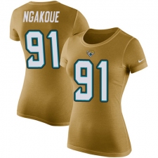 NFL Women's Nike Jacksonville Jaguars #91 Yannick Ngakoue Gold Rush Pride Name & Number T-Shirt