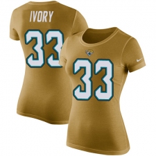 NFL Women's Nike Jacksonville Jaguars #33 Chris Ivory Gold Rush Pride Name & Number T-Shirt