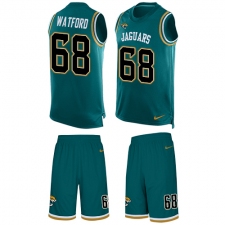 Men's Nike Jacksonville Jaguars #68 Earl Watford Limited Teal Green Tank Top Suit NFL Jersey