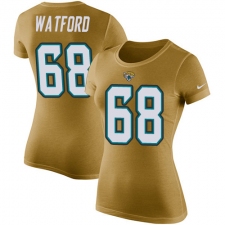 NFL Women's Nike Jacksonville Jaguars #68 Earl Watford Gold Rush Pride Name & Number T-Shirt