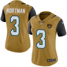 Women's Nike Jacksonville Jaguars #3 Brad Nortman Limited Gold Rush Vapor Untouchable NFL Jersey