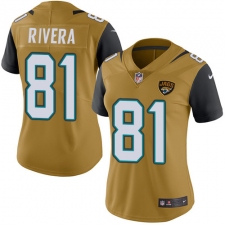 Women's Nike Jacksonville Jaguars #80 Mychal Rivera Limited Gold Rush Vapor Untouchable NFL Jersey
