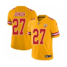 Youth Kansas City Chiefs #27 Larry Johnson Limited Gold Inverted Legend Football Jersey