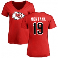 NFL Women's Nike Kansas City Chiefs #19 Joe Montana Red Name & Number Logo Slim Fit T-Shirt