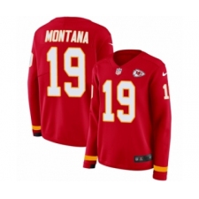 Women's Nike Kansas City Chiefs #19 Joe Montana Limited Red Therma Long Sleeve NFL Jersey