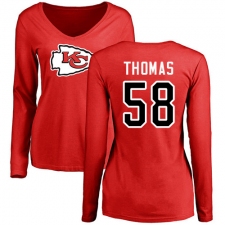 NFL Women's Nike Kansas City Chiefs #58 Derrick Thomas Red Name & Number Logo Slim Fit Long Sleeve T-Shirt