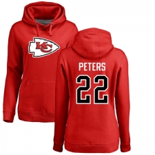 NFL Women's Nike Kansas City Chiefs #22 Marcus Peters Red Name & Number Logo Pullover Hoodie