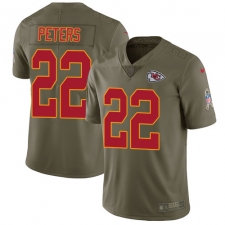 Youth Nike Kansas City Chiefs #22 Marcus Peters Limited Olive 2017 Salute to Service NFL Jersey