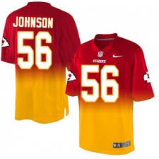 Men's Nike Kansas City Chiefs #56 Derrick Johnson Elite Red/Gold Fadeaway NFL Jersey