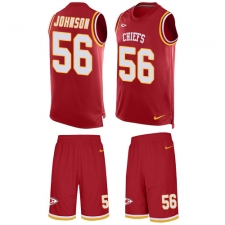 Men's Nike Kansas City Chiefs #56 Derrick Johnson Limited Red Tank Top Suit NFL Jersey