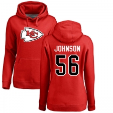 NFL Women's Nike Kansas City Chiefs #56 Derrick Johnson Red Name & Number Logo Pullover Hoodie