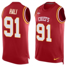 Men's Nike Kansas City Chiefs #91 Tamba Hali Limited Red Player Name & Number Tank Top NFL Jersey