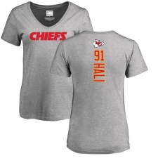 NFL Women's Nike Kansas City Chiefs #91 Tamba Hali Ash Backer V-Neck T-Shirt
