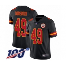 Men's Kansas City Chiefs #49 Daniel Sorensen Limited Black Rush Vapor Untouchable 100th Season Football Jersey