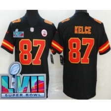 Men's Kansas City Chiefs #87 Travis Kelce Limited Black Super Bowl LVII Vapor Jersey