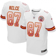 Men's Nike Kansas City Chiefs #87 Travis Kelce Elite White Road Drift Fashion NFL Jersey
