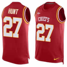Men's Nike Kansas City Chiefs #27 Kareem Hunt Limited Red Player Name & Number Tank Top NFL Jersey