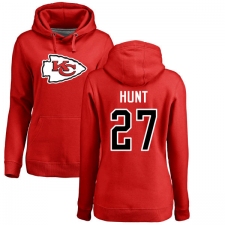 NFL Women's Nike Kansas City Chiefs #27 Kareem Hunt Red Name & Number Logo Pullover Hoodie