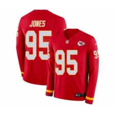 Men's Nike Kansas City Chiefs #95 Chris Jones Limited Red Therma Long Sleeve NFL Jersey