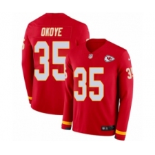 Men's Nike Kansas City Chiefs #35 Christian Okoye Limited Red Therma Long Sleeve NFL Jersey