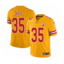 Youth Kansas City Chiefs #35 Christian Okoye Limited Gold Inverted Legend Football Jersey
