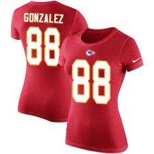 NFL Women's Nike Kansas City Chiefs #88 Tony Gonzalez Red Rush Pride Name & Number T-Shirt