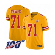 Men's Kansas City Chiefs #71 Mitchell Schwartz Limited Gold Inverted Legend 100th Season Football Jersey